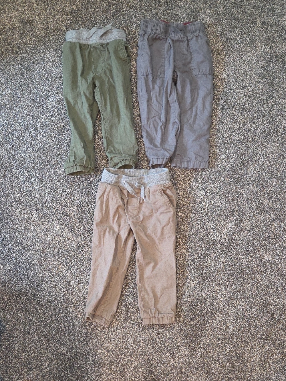 Toddler Jogger Pants Trio - Olive, Gray, Khaki